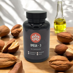 Omega-3 capsules ondersteunt hart, hersenen en gewrichten.